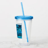 Abstracte Kunst Blauwe Tumbler Acryl Drinkbeker (Links)