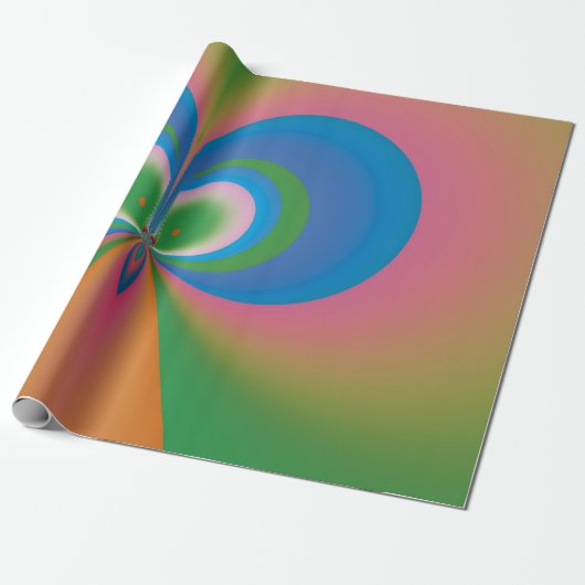 Abstracte Kunst Blauwe Vlinder Cadeaupapier (Uitgerold)