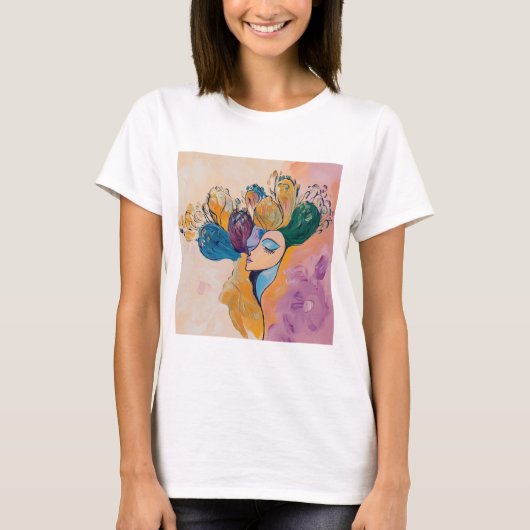 Abstracte kunst, bloemschilderen, modern design, t-shirt (Voorkant)