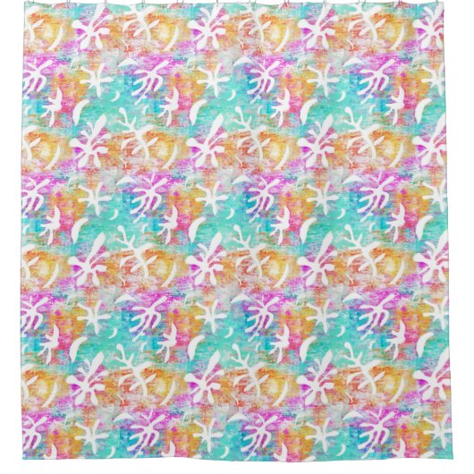 Abstracte kunst Boho Matisse Botanische vormen Douchegordijn (Voorkant)