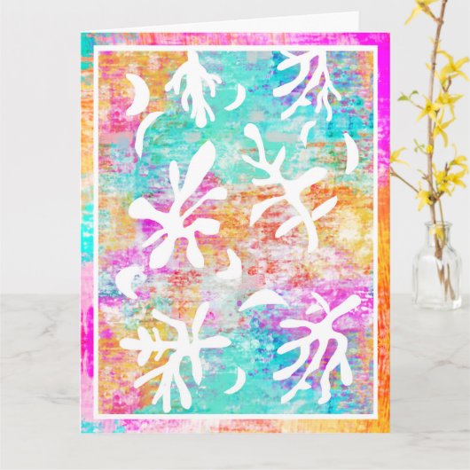 Abstracte kunst Boho Matisse Botanische vormen Kaart (Gele Bloem)