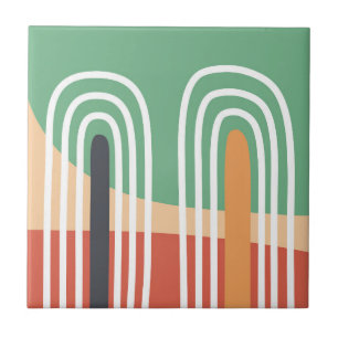 Abstracte kunst boho regenboog set tegeltje