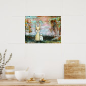 Abstracte kunst boskonijn en uil schilderij poster (Keuken)