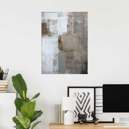 abstracte kunst "Calm and Neutral" Grijs en beige Poster (Thuiskantoor)