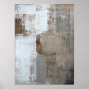 abstracte kunst "Calm and Neutral" Grijs en beige Poster