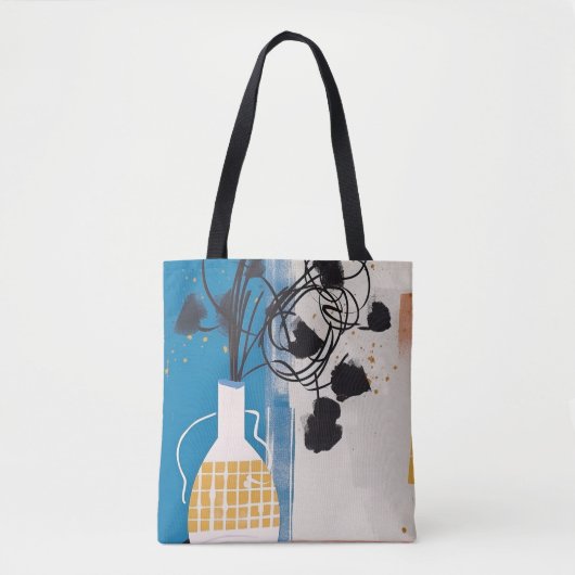 Abstracte kunst Canvas tas met moderne vaas design (Voorkant)