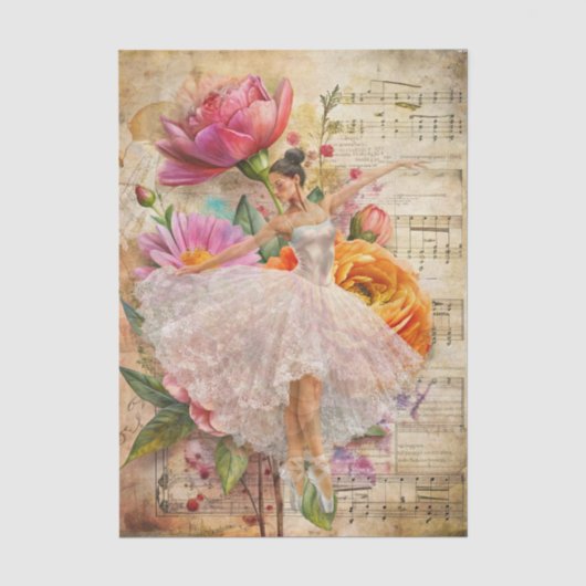 Abstracte Kunst Collage Ballet Danser Decoupage Tissuepapier (Voorkant)