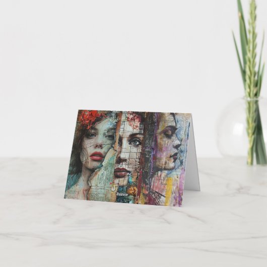 Abstracte Kunst Collage Blank Note Kaart (Achterkant)