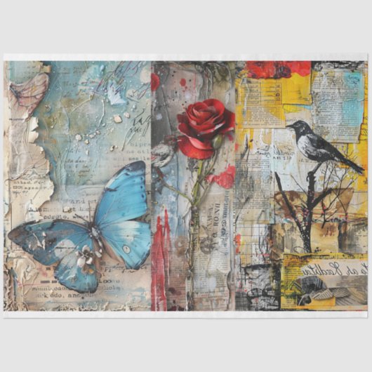 Abstracte Kunst Collage Decoupage Tissuepapier (Voorkant)