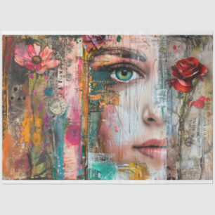 Abstracte Kunst Collage Decoupage Tissuepapier