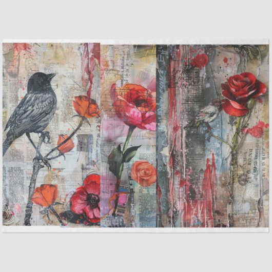 Abstracte Kunst Collage Decoupage Tissuepapier (Voorkant)