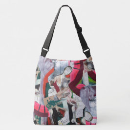 Abstracte Kunst Collage Handgeschilderd Crossbody Tas