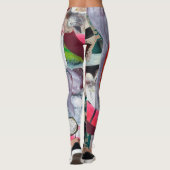 Abstracte Kunst Collage Handgeschilderd Leggings (Achterkant)