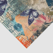 Abstracte kunst college bloemen en vlinders tissuepapier (Detail)