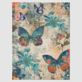 Abstracte kunst college bloemen en vlinders tissuepapier