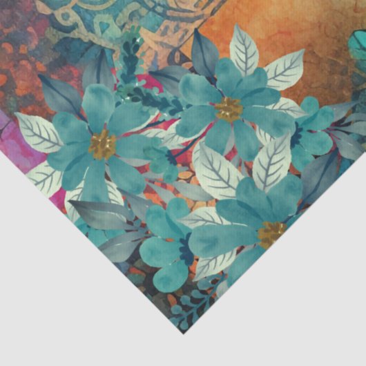 Abstracte kunst college bloemen en vlinders tissuepapier (Detail)