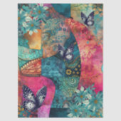 Abstracte kunst college bloemen en vlinders tissuepapier (Voorkant)