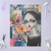 Abstracte Kunst College Bloemen Gothic Meisje Vlin Tissuepapier (Craft)