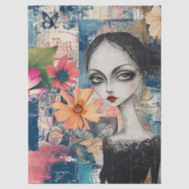 Abstracte Kunst College Bloemen Gothic Meisje Vlin Tissuepapier