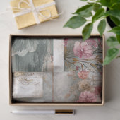 Abstracte kunst College Distressed Bloemen Decoupa Tissuepapier (Geschenk)