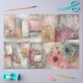 Abstracte kunst College Distressed Bloemen Decoupa Tissuepapier (Craft)