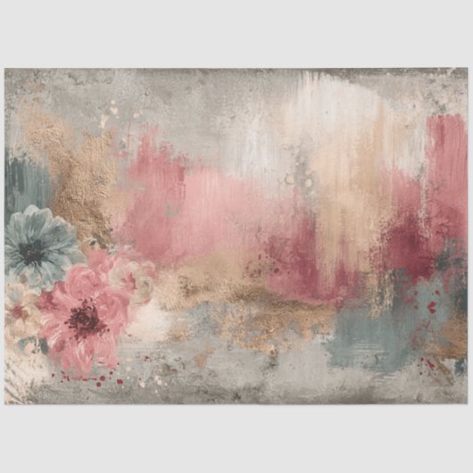 Abstracte kunst College Distressed Bloemen Decoupa Tissuepapier (Voorkant)