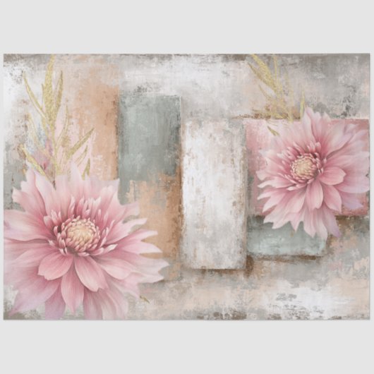 Abstracte kunst College Distressed Bloemen Decoupa Tissuepapier (Voorkant)