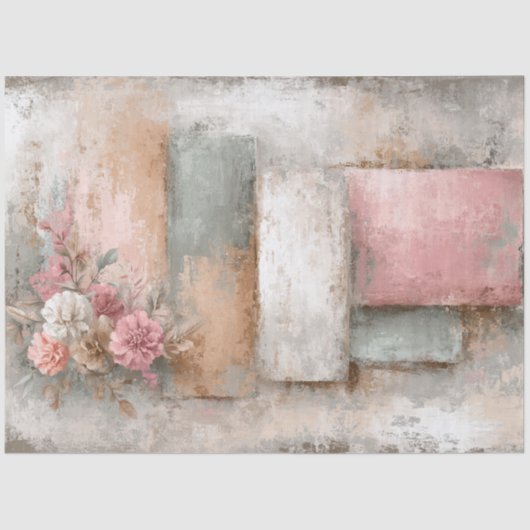 Abstracte kunst College Distressed Bloemen Decoupa Tissuepapier (Voorkant)