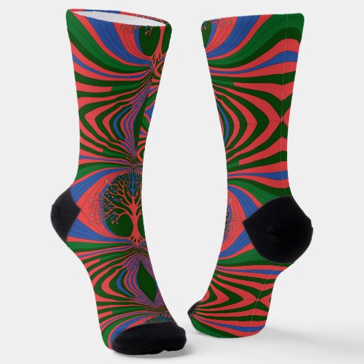 Abstracte Kunst Custom Duurzame Premium Crew Sock Sokken (Gebogen)