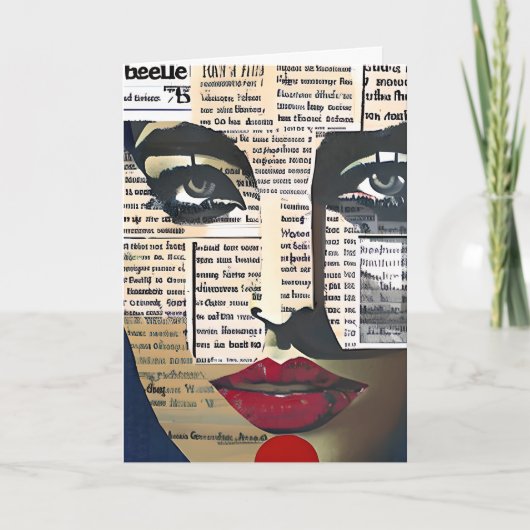 Abstracte kunst | Dame's gezicht digitale tekstkun Feestdagen Kaart (Voorkant)