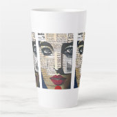 Abstracte Kunst | Dame's Gezicht Digitale Tekstkun Latte Mok (Voorkant)