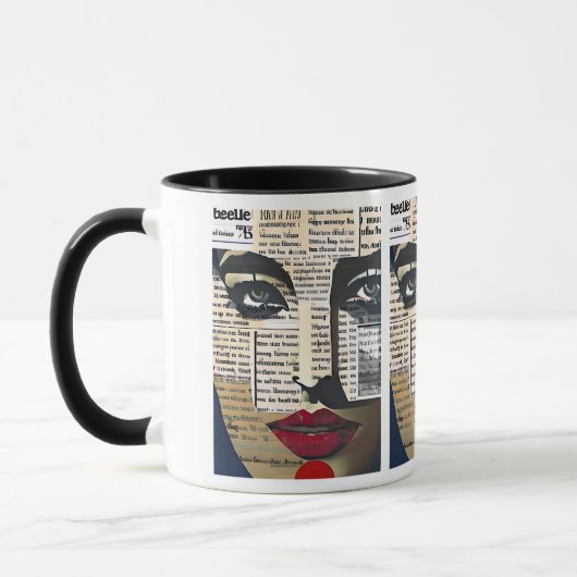 Abstracte Kunst | Dame's Gezicht Digitale Tekstkun Mok (Links)