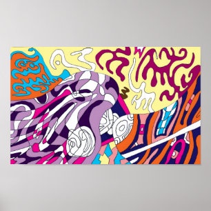 abstracte kunst "Dansende Sky Reaching Hill" Poster
