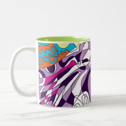 abstracte kunst "Dansende Sky Reaching Hill" Tweekleurige Koffiemok (Links)