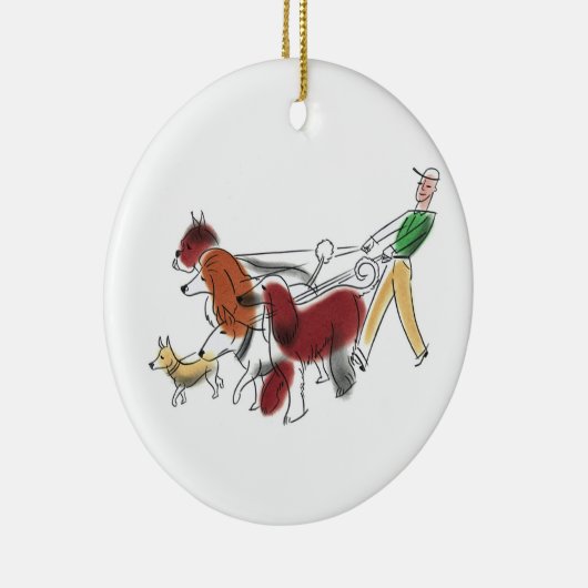  Abstracte Kunst Dog Walker en Honden Keramisch Ornament (Rechts)