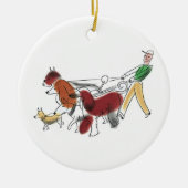  Abstracte Kunst Dog Walker en Honden Keramisch Ornament (Voorkant)