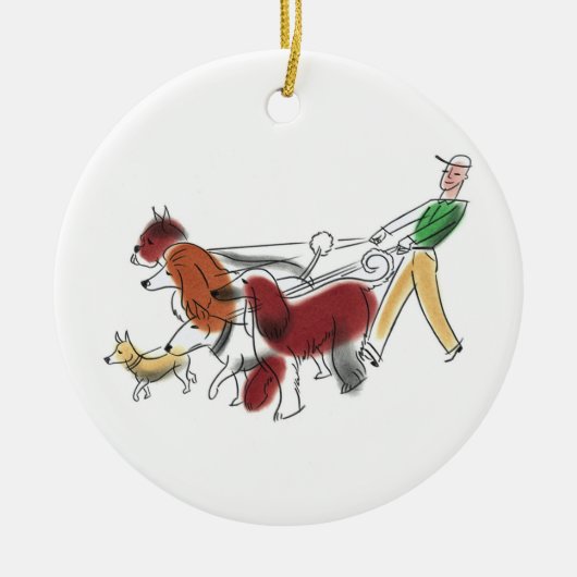  Abstracte Kunst Dog Walker en Honden Keramisch Ornament (Voorkant)