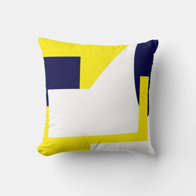 Abstracte kunst Donkerblauw Geel Wit Kussen (Voorkant)