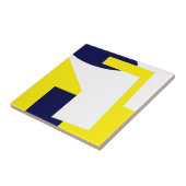 Abstracte kunst Donkerblauw Geel Wit Tegeltje (Zijkant)