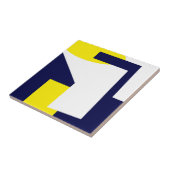 Abstracte kunst Donkerblauw Geel Wit Tegeltje (Zijkant)