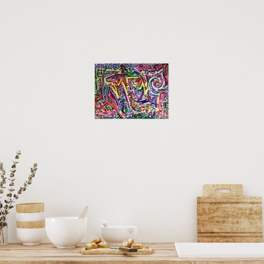 Abstracte Kunst Doolhof Poster (Keuken)