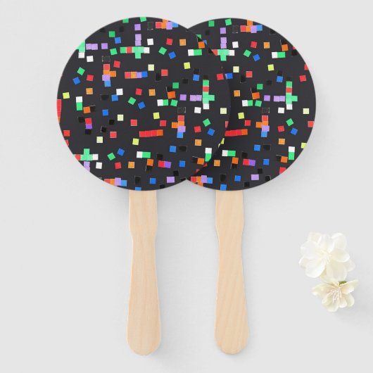 Abstracte kunst door kinderen handwaaier (Voorkant en achterkant)