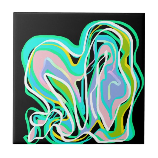 Abstracte Kunst Druk Kleurrijk Tegeltje (Voorkant)