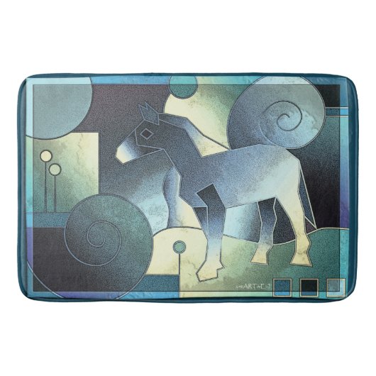 Abstracte KUNST - EEN HOREN - blauw zand Badmat (Voorkant)