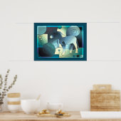 Abstracte KUNST - EEN HOREN - blauw zand Poster (Keuken)