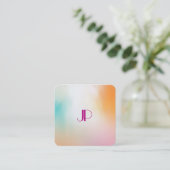 Abstracte Kunst Elegant Monogrammed Sjabloon Moder Vierkante Visitekaartje (Staand voorkant)