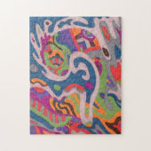 abstracte kunst "Fred the Cosmic Worm" Legpuzzel (Verticaal)
