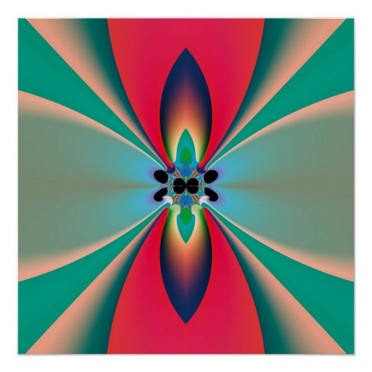 Abstracte Kunst Funky Bloem Perfect Poster (Voorkant)