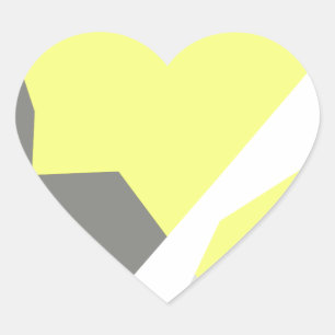 Abstracte kunst - Geel grijs Hart Sticker