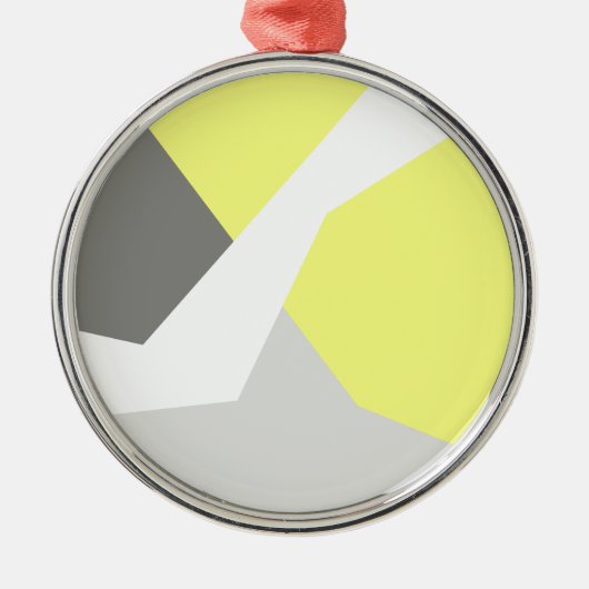 Abstracte kunst - Geel grijs Metalen Ornament (Voorkant)